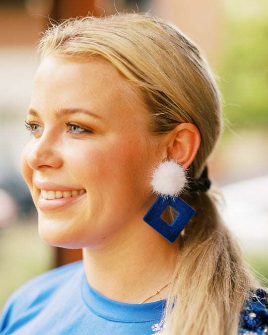Royal Blue First Down Drop Earrings