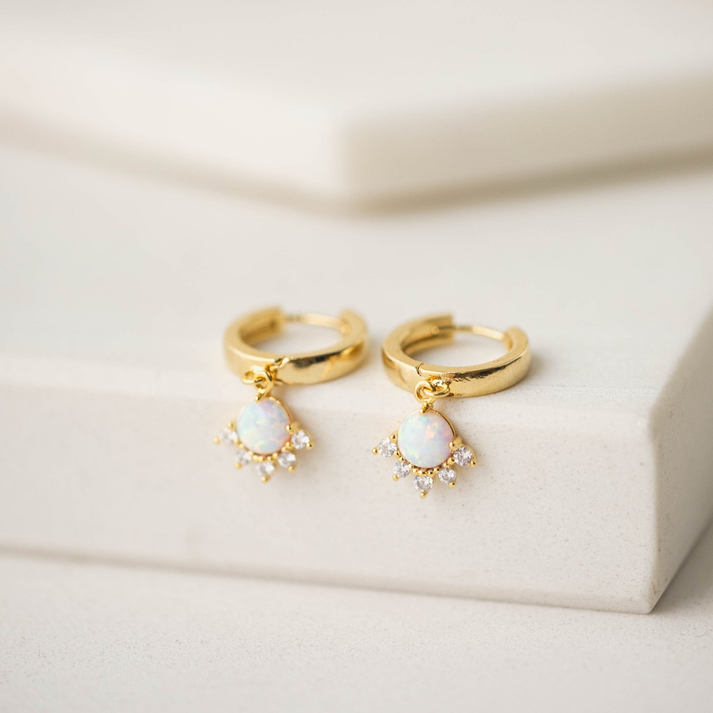 Lovers Tempo “Juno” Hoop Earrings-Gold/Opal