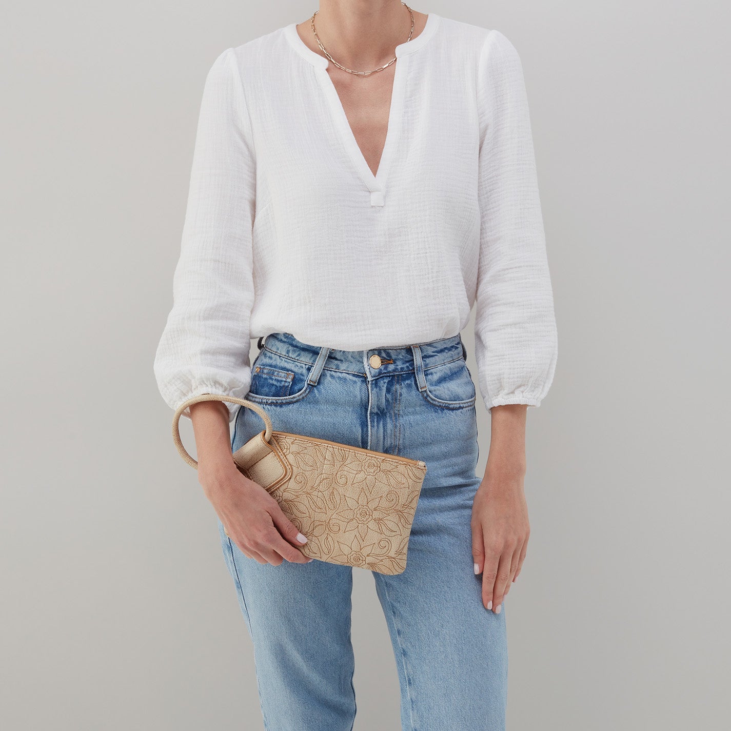 Hobo Bags "Sable" Wristlet- Gold Leaf