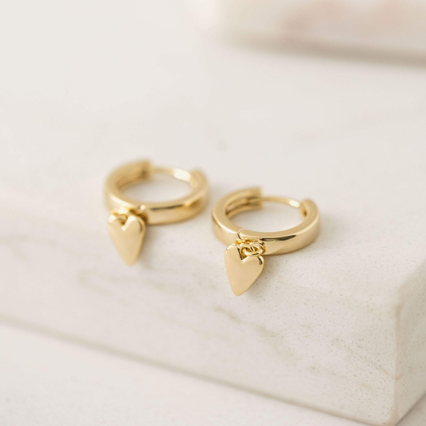 Lovers Tempo “Everly” Heart Huggie Hoop Earrings-Gold