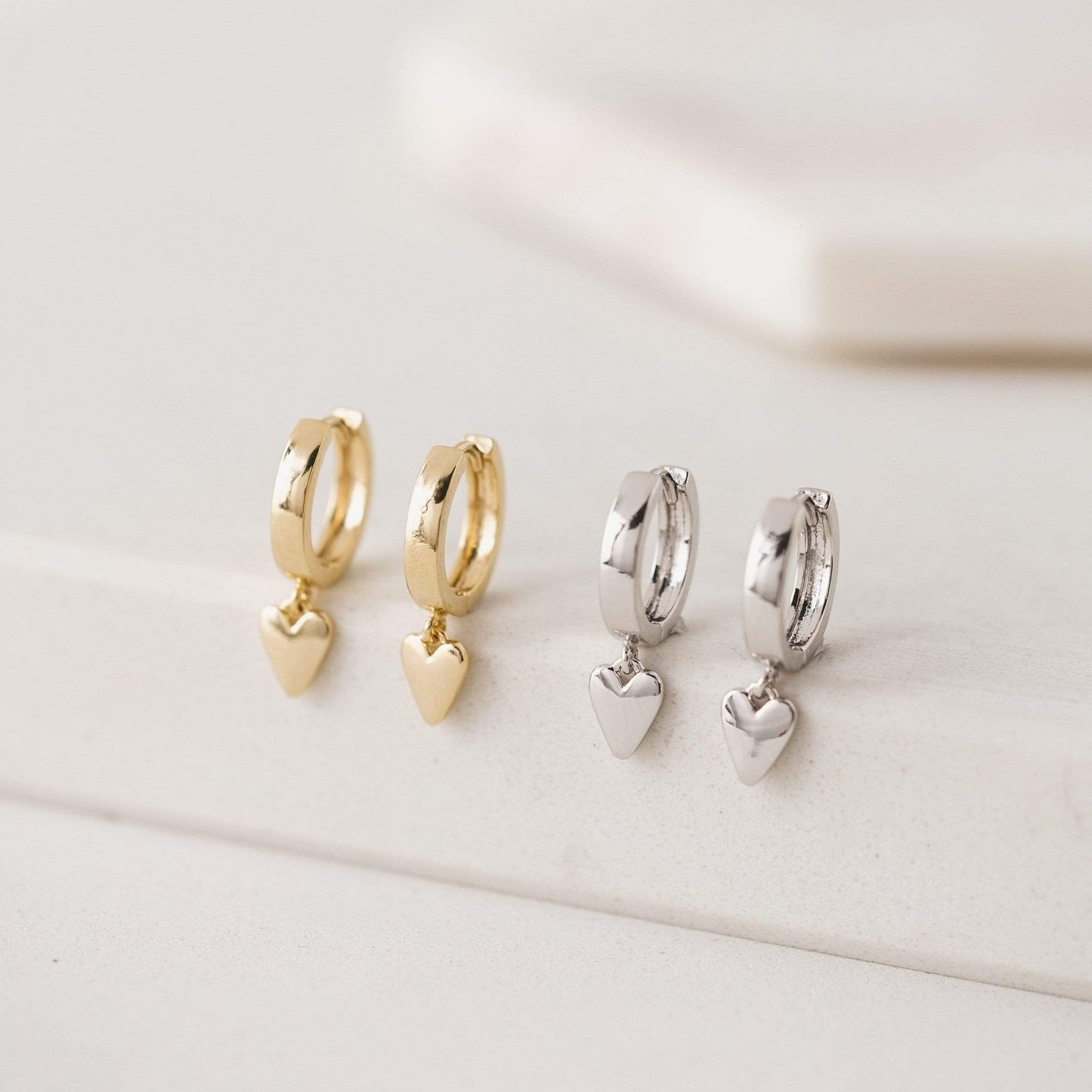 Lovers Tempo “Everly” Heart Huggie Hoop Earrings-Gold