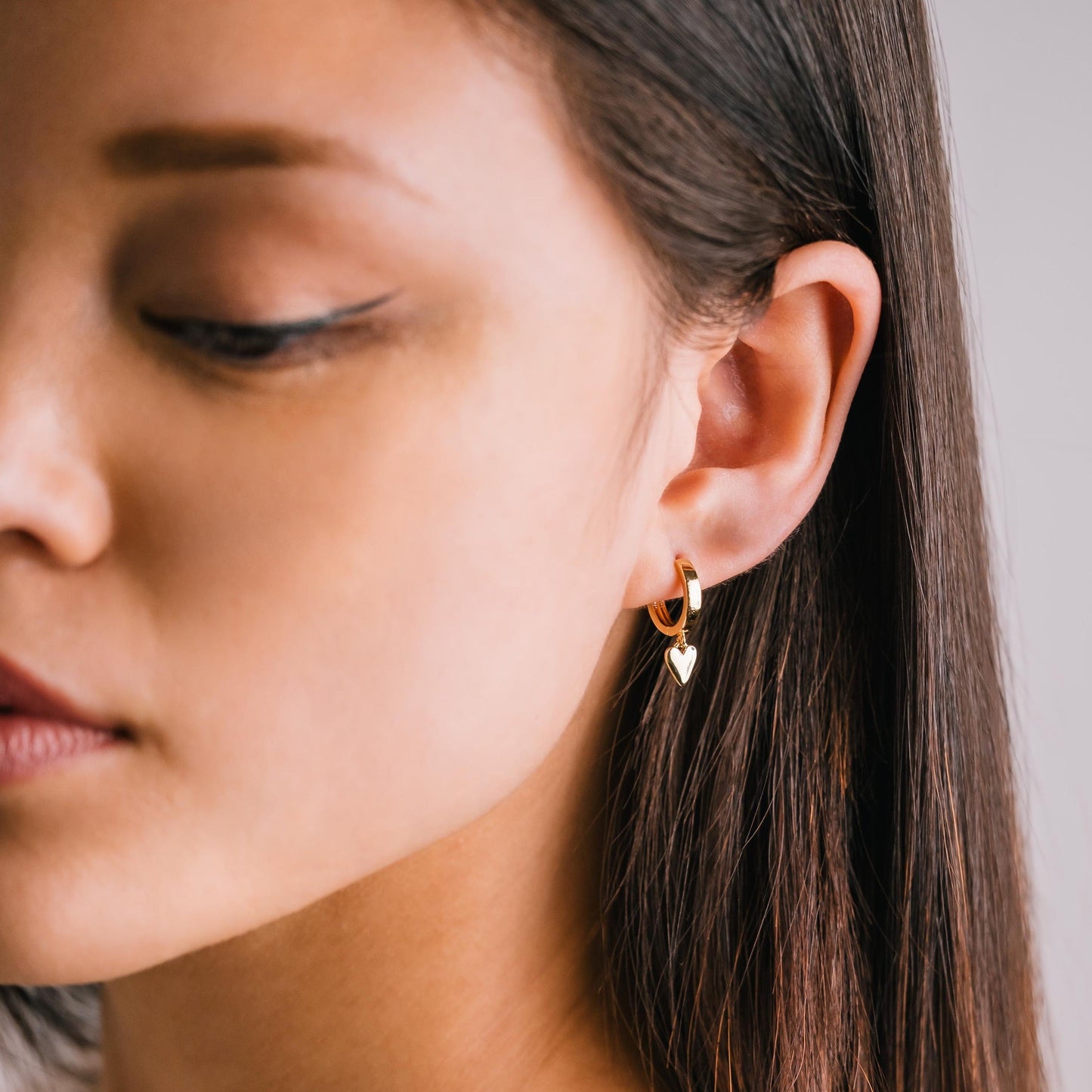 Lovers Tempo “Everly” Heart Huggie Hoop Earrings-Gold