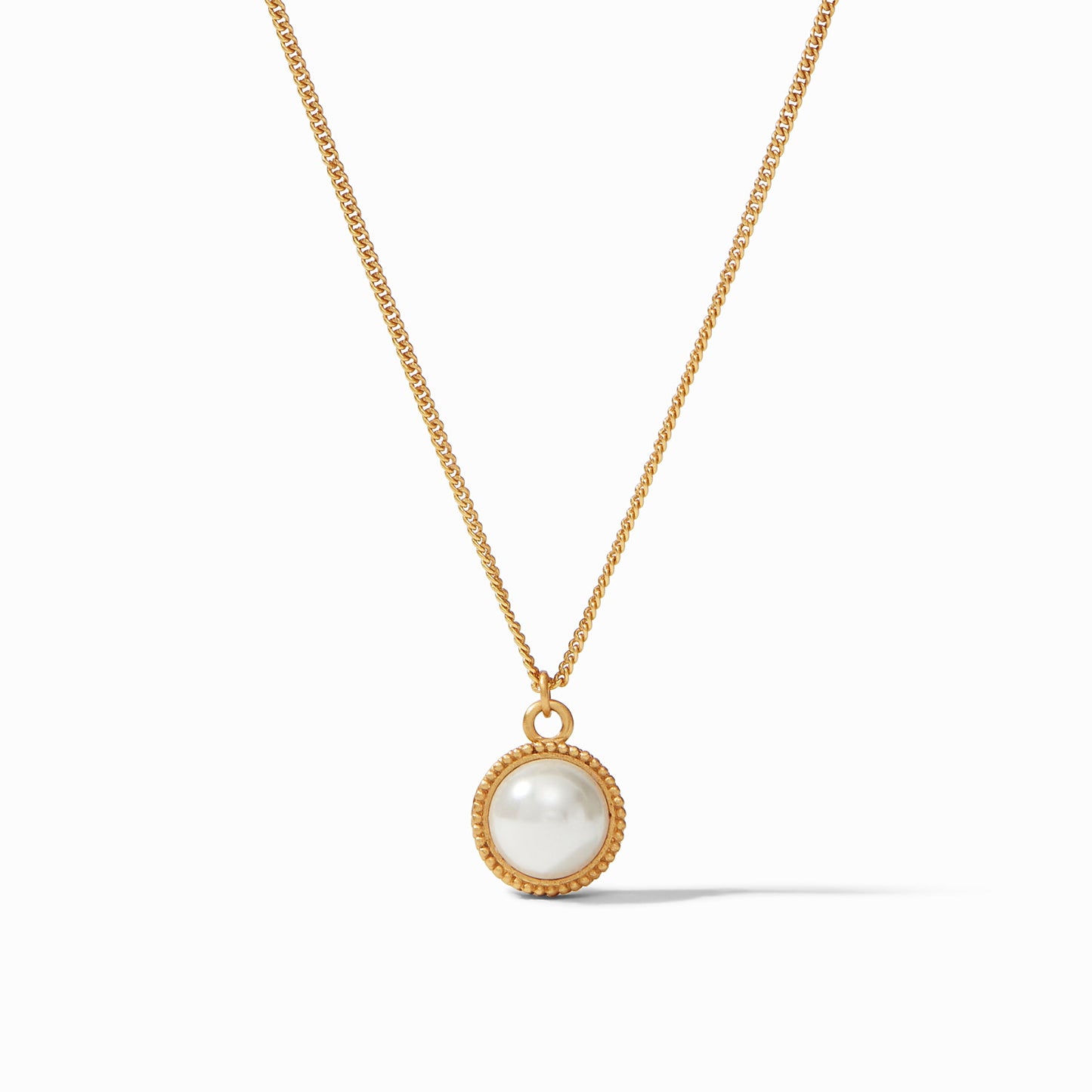 Julie Vos "Fleur-de-Lis" Solitaire Necklace- Gold Shell Pearl-Reversible
