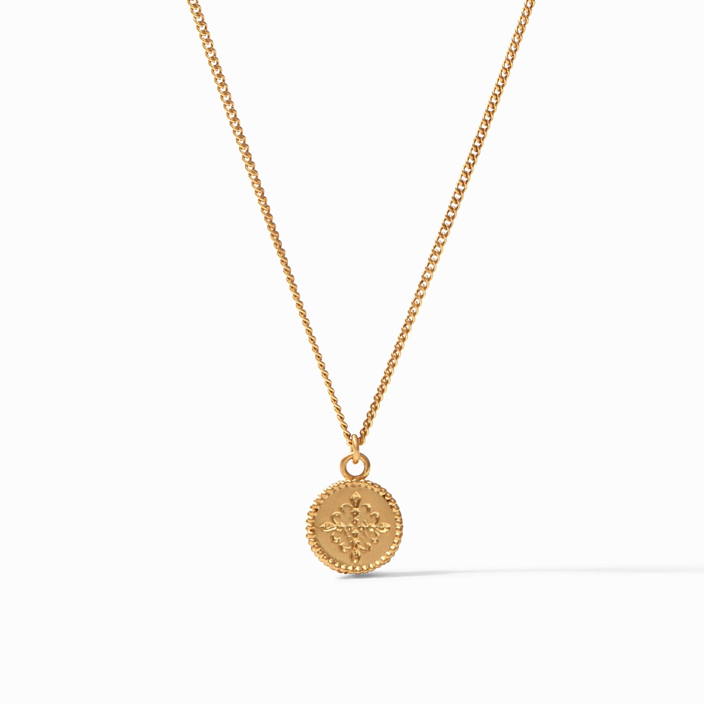 Julie Vos "Fleur-de-Lis" Solitaire Necklace- Gold Shell Pearl-Reversible