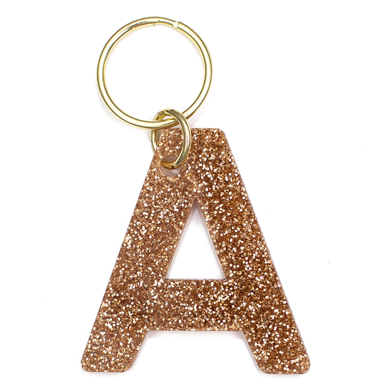 Lucky Feather Glitter Initial Keychain