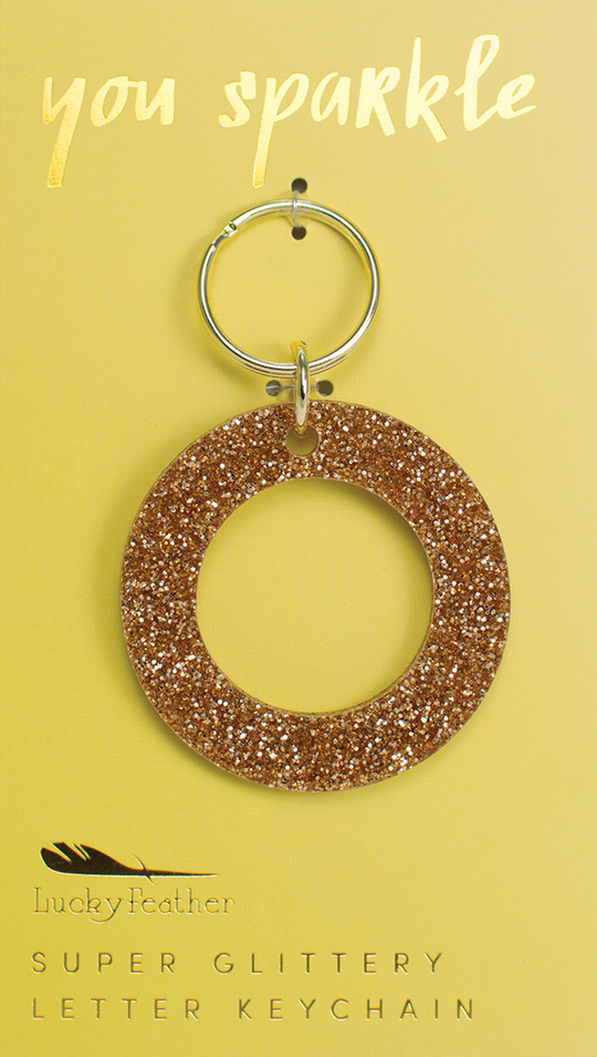 Lucky Feather Glitter Initial Keychain