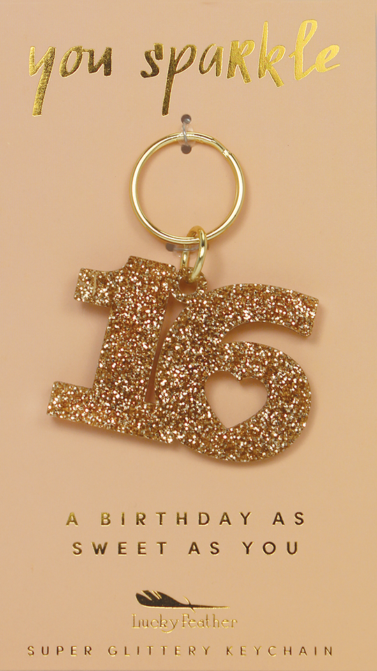 Lucky Feather Glitter Shape Keychain