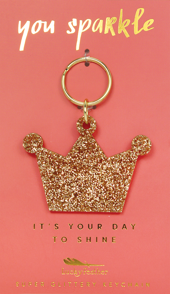 Lucky Feather Glitter Shape Keychain
