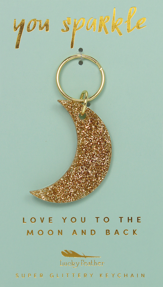 Lucky Feather Glitter Shape Keychain