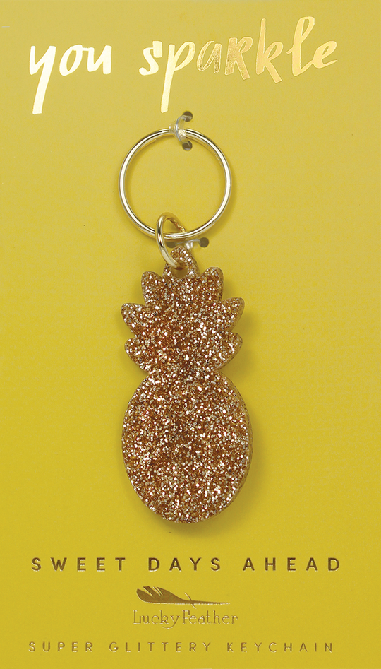 Lucky Feather Glitter Shape Keychain