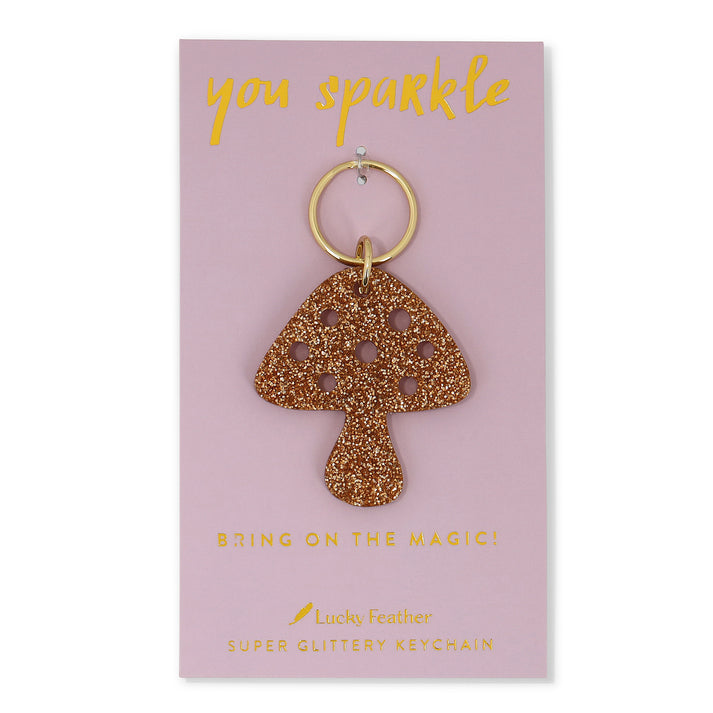 Lucky Feather Glitter Shape Keychain