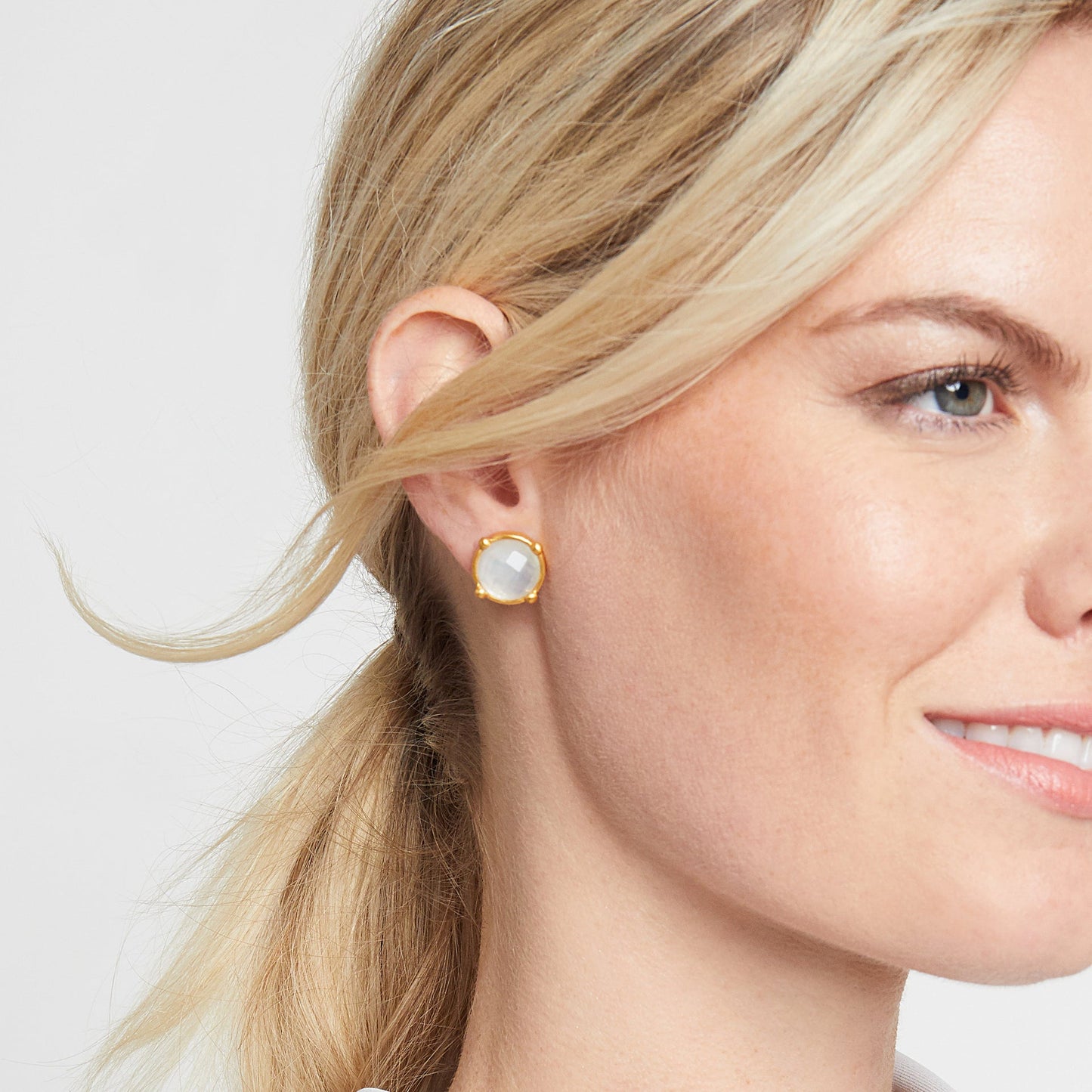 Julie Vos “Honey” Stud-Gold Iridescent Clear Crystal