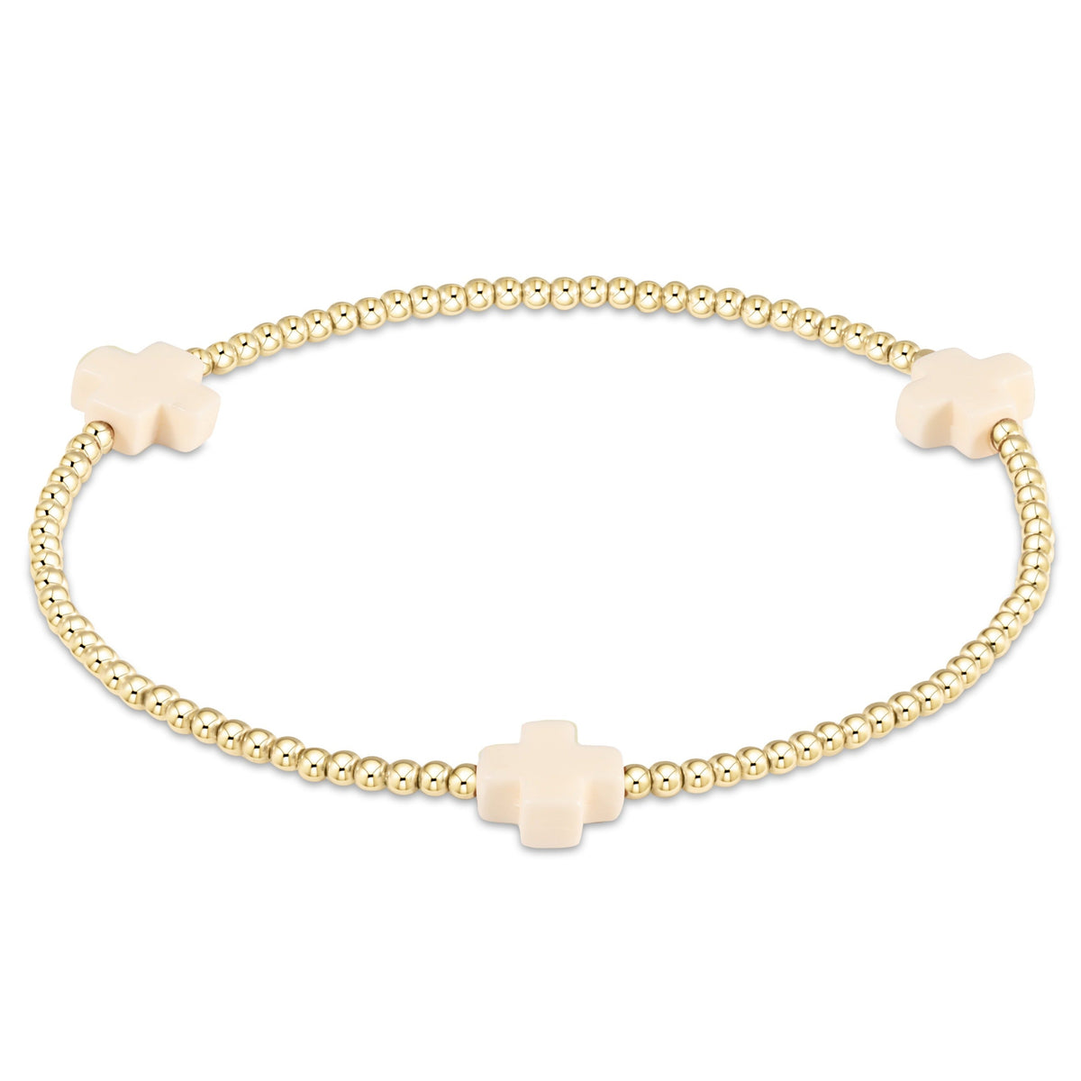 Enewton Signature Cross Gold Bead 2mm Bracelet - Off White
