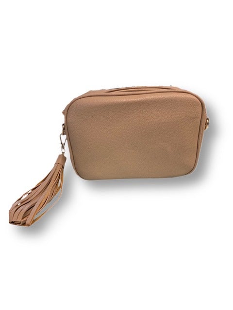 Ahdorned Lt. Brown Vegan Leather Crossbody Messenger Bag