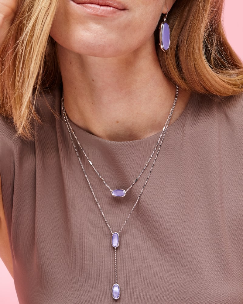 Kendra Scott Framed Elisa Pendant Necklace-Silver Lavender Opalite Illusion