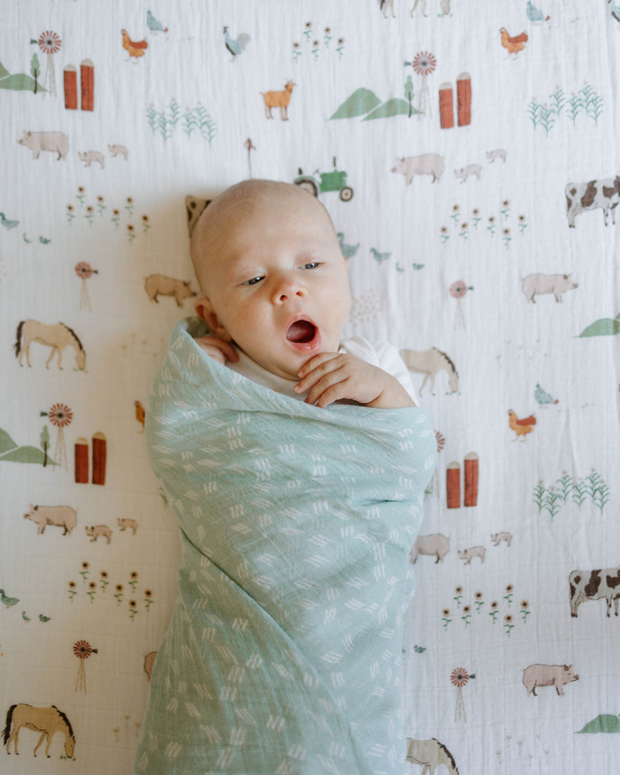 Little Unicorn Cotton Muslin Swaddle Blanket Set of 3- Farmyard