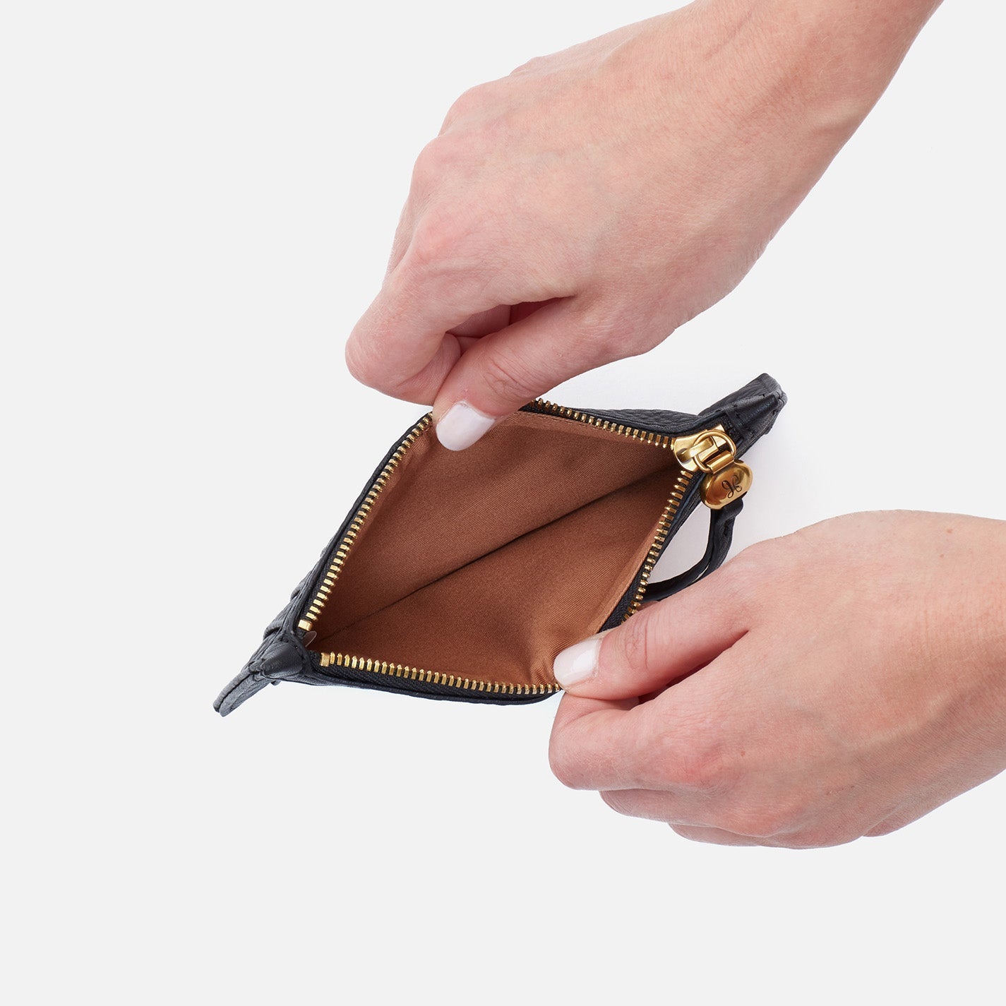 Hobo Bags "Carte" Card Case-Black Pebbled Leather