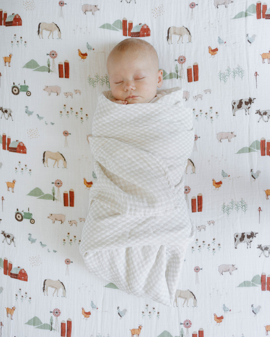 Little Unicorn Cotton Muslin Swaddle Blanket Set of 3- Farmyard