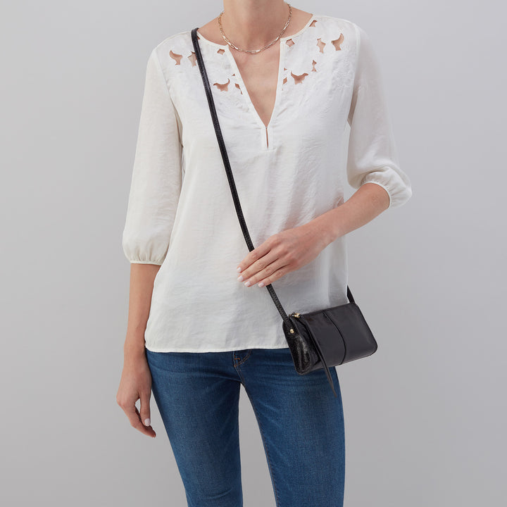 Hobo Bags “Jewel” Crossbody-Polished Black