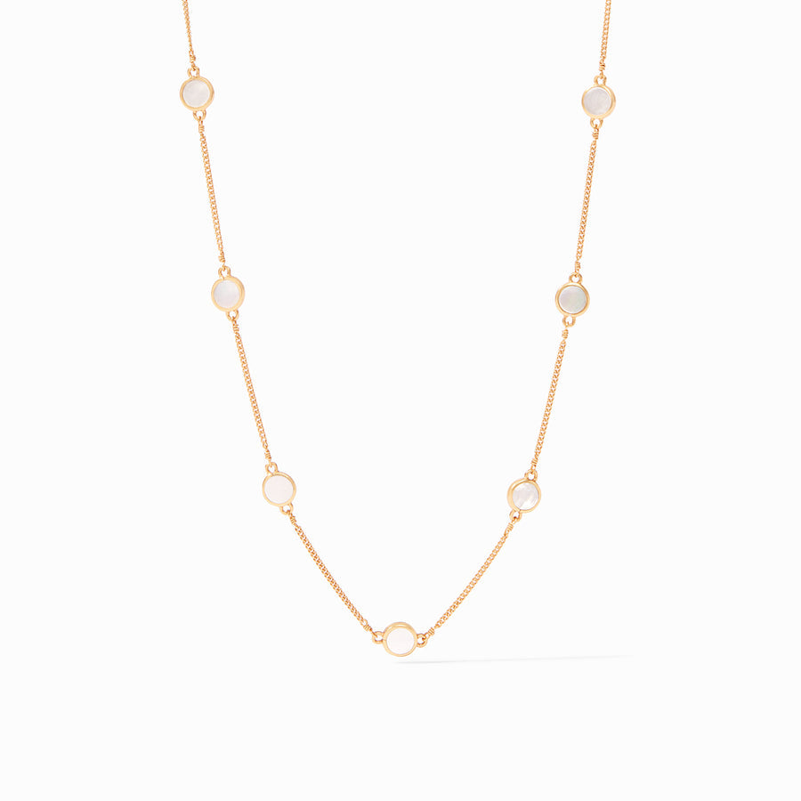 Julie Vos Valencia Delicate Station Necklace-Mother of Pearl