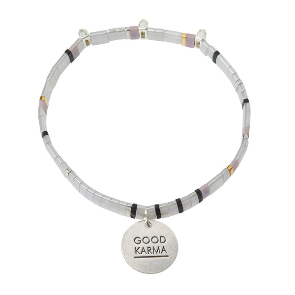 Scout Curated “Good Karma Miyuki" Charm Bracelet- Cloud/Sparkle/Silver