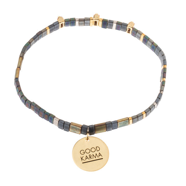 Scout Curated "Miyuki" Charm Bracelet- Oil Slick/Sparkle/Gold