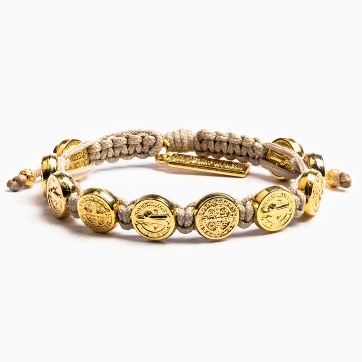 My Saint My Hero Blessing Bracelet-Gold/Tan