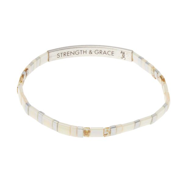 Scout Curated "Good Karma" Miyuki Bracelet | Strength & Grace - Ivory/Silver