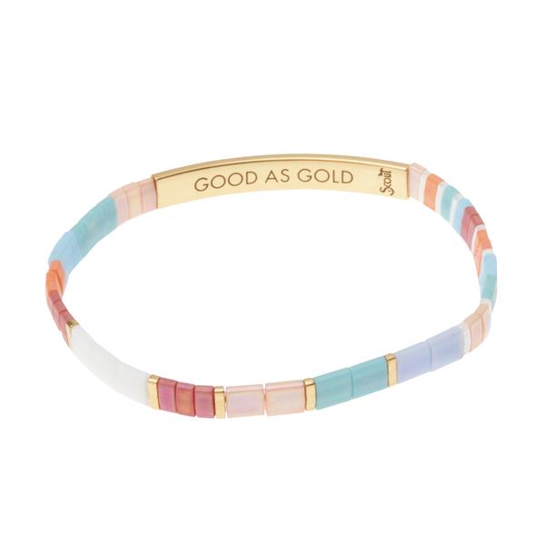 Scout Curated "Good Karma" Miyuki Bracelet | Good As Gold - Aqua Multi/Gold