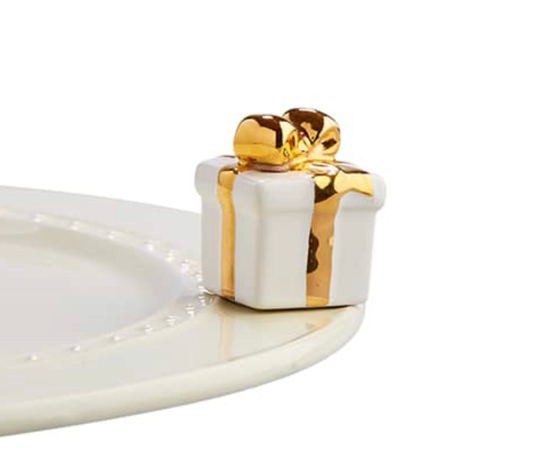 A185 Nora Fleming Golden Wishes Mini (White/Gold Gift)