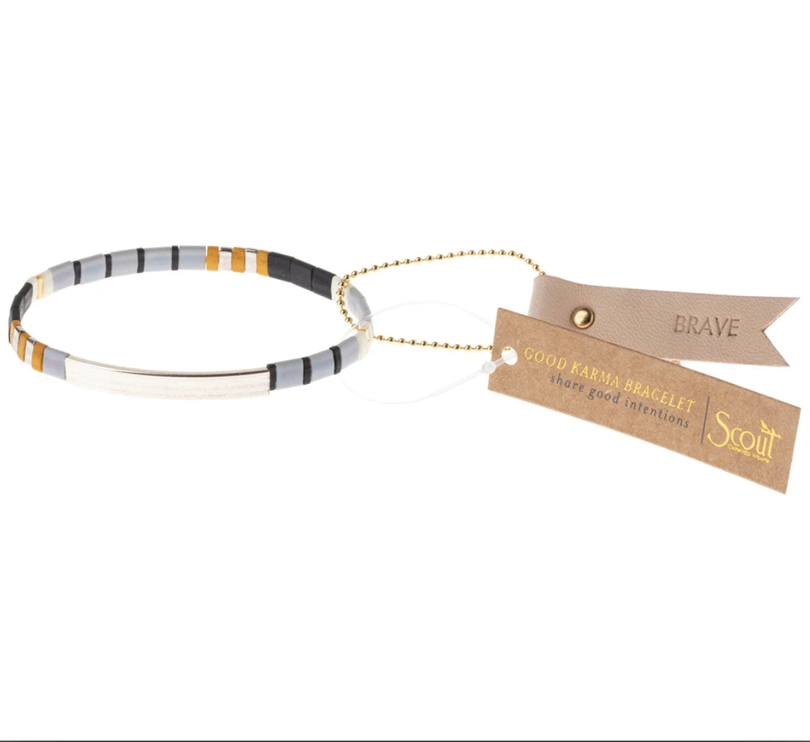 Scout Curated "Good Karma" Miyuki Bracelet | Brave - Gray/Black/Silver