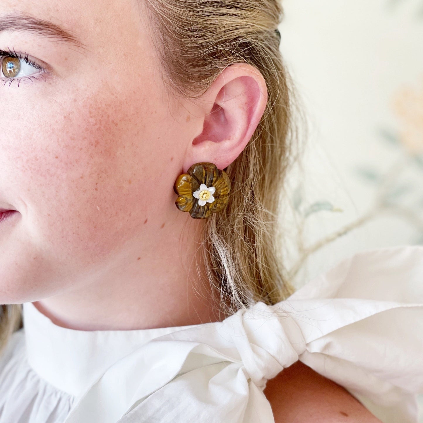 Hazen & Co. "Azalea" Earring-Tiger Eye