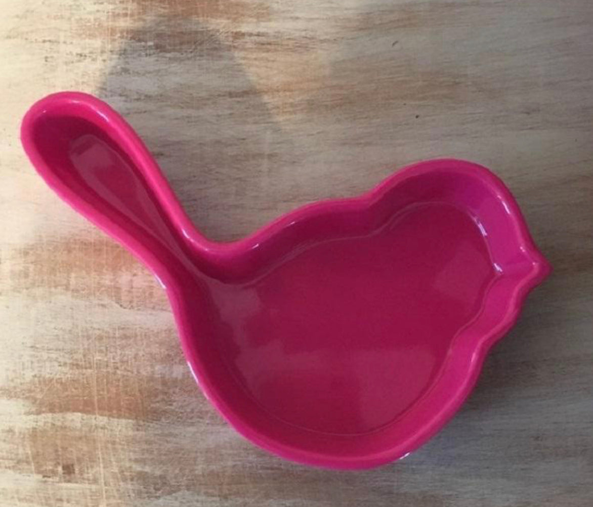 NF01 Nora Fleming Melamine Pink Bird Dish