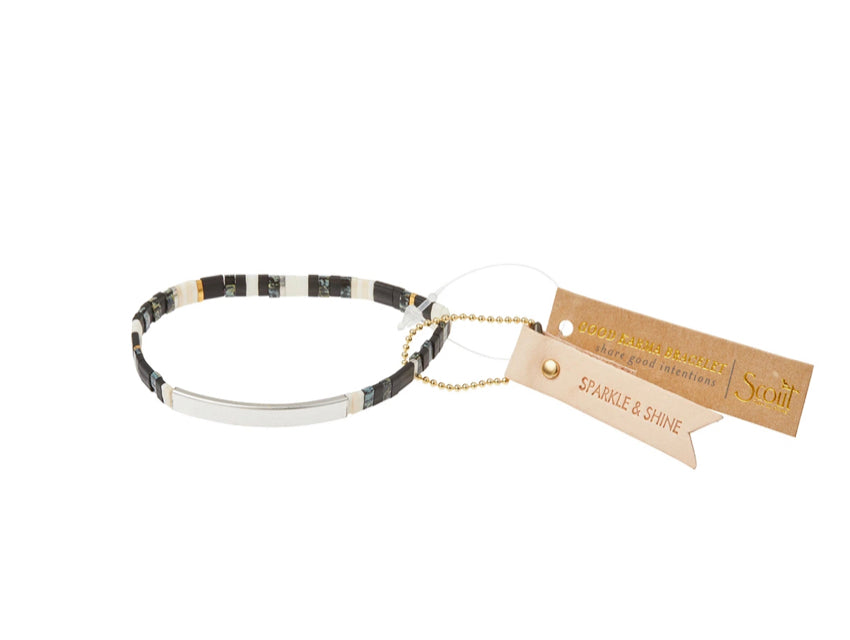 Scout Curated "Good Karma" Miyuki Bracelet | Sparkle & Shine - Raven/Silver