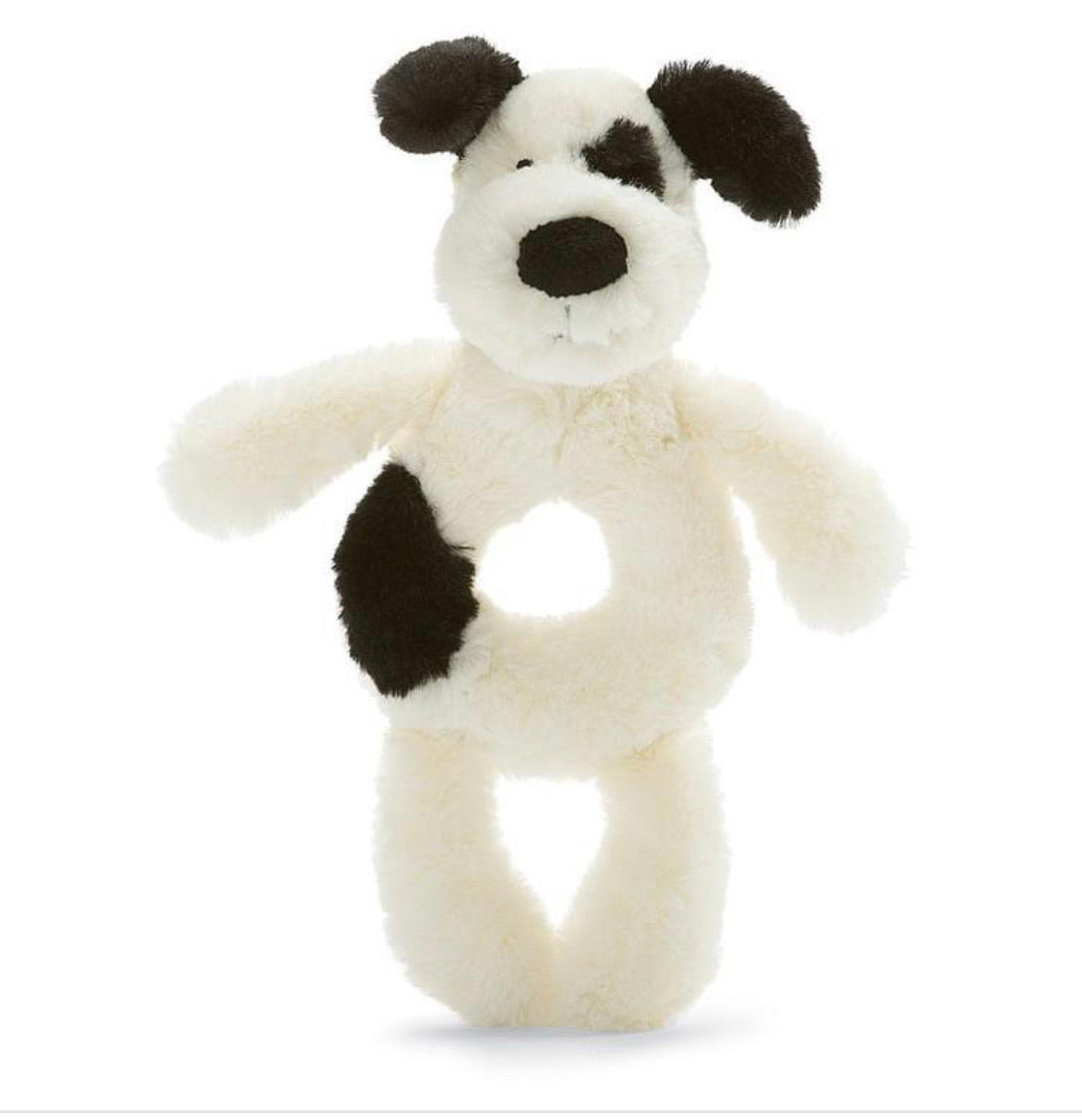 Jellycat Bashful Puppy Ring Rattle- Black/Cream