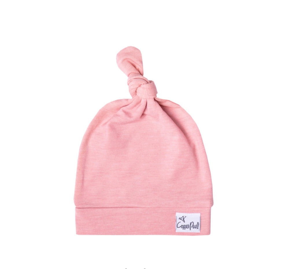 Copper Pearl Baby Beanie Top Knot Hat in 21 Colors