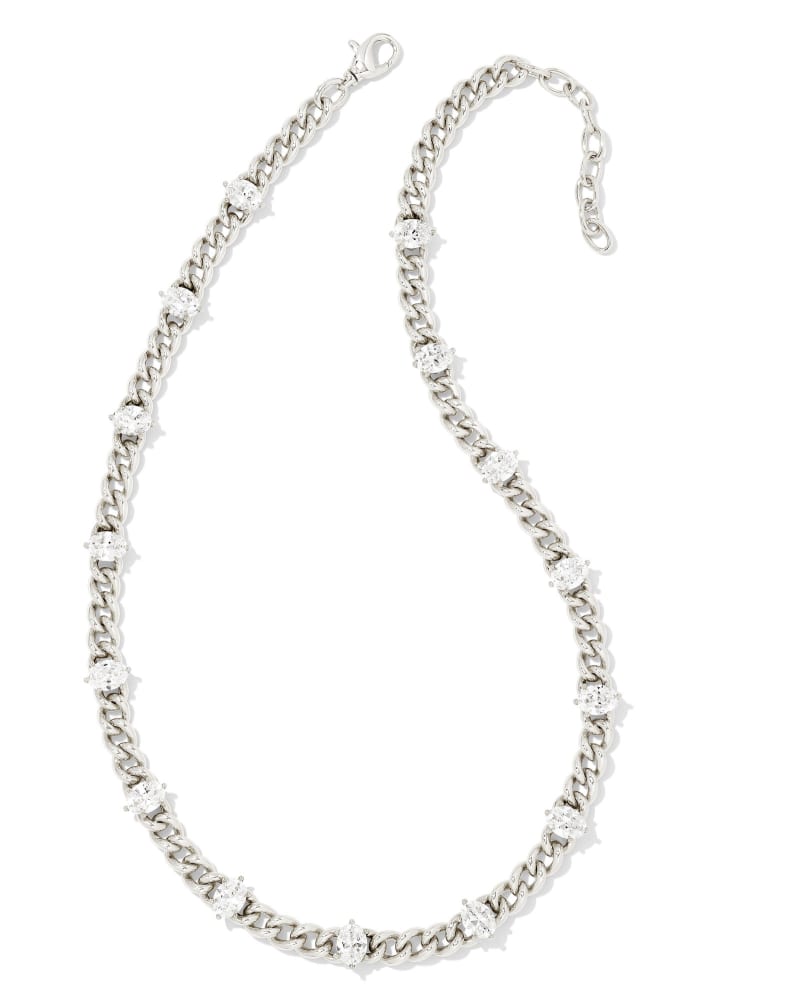 Kendra Scott Cailin Crystal Chain Necklace-Gold or Silver