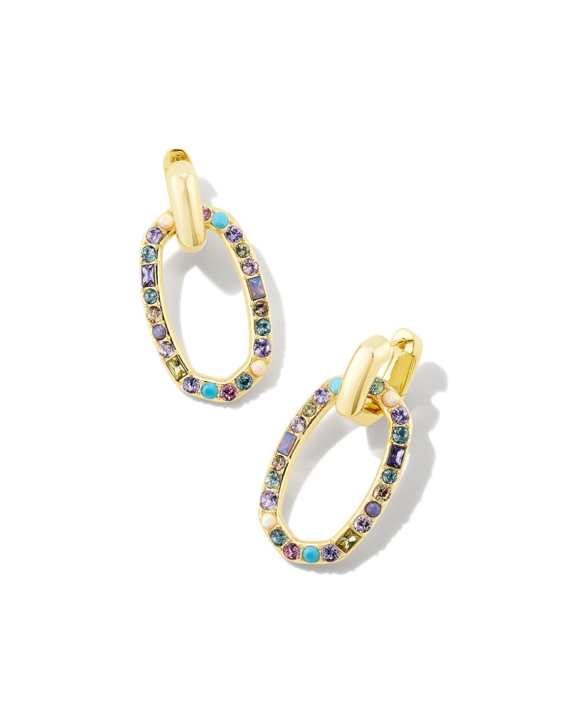 Kendra Scott Gold Multi Colored Stone Earrings discount