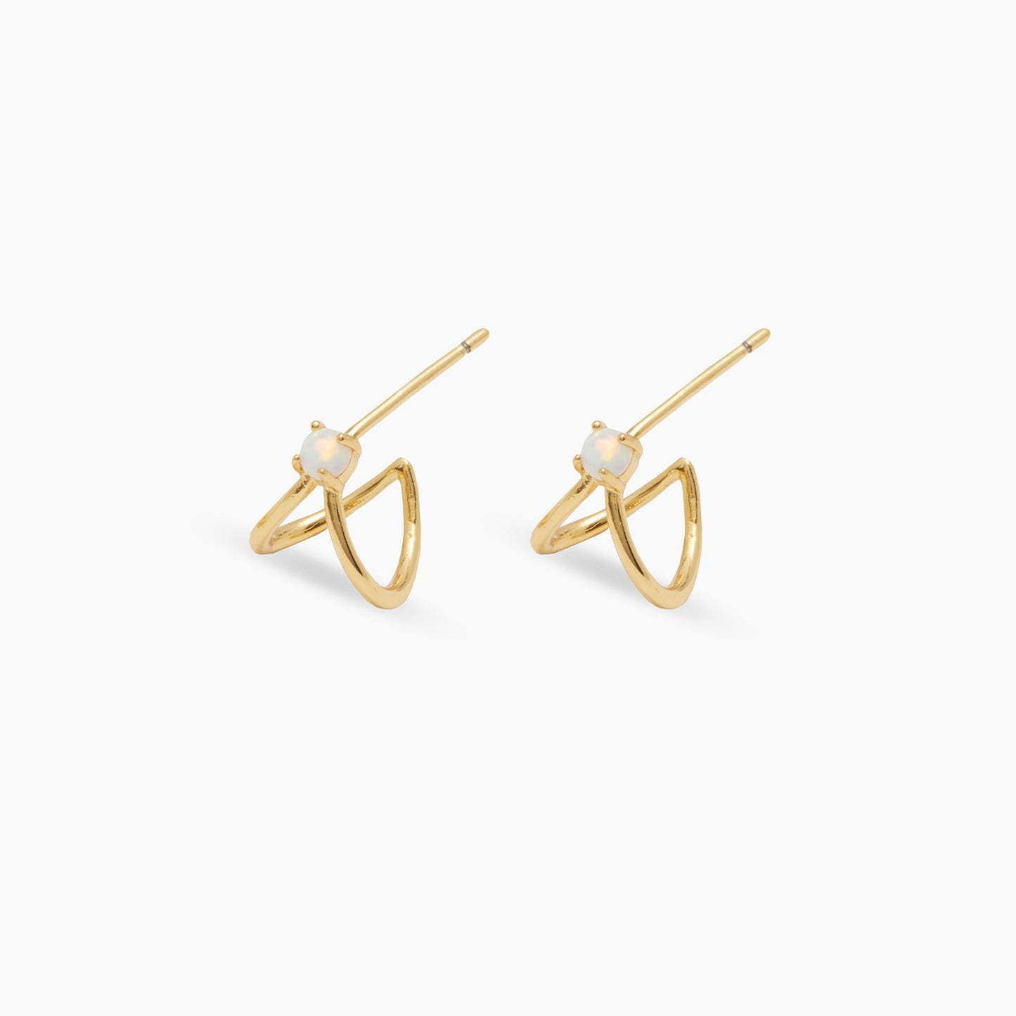 Gorjana Opalite Solitaire Double Huggies-Gold