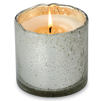 Himalayan Trading Shiny Silver Artisan Blown Glass Tumbler Candle-Tobacco Bark