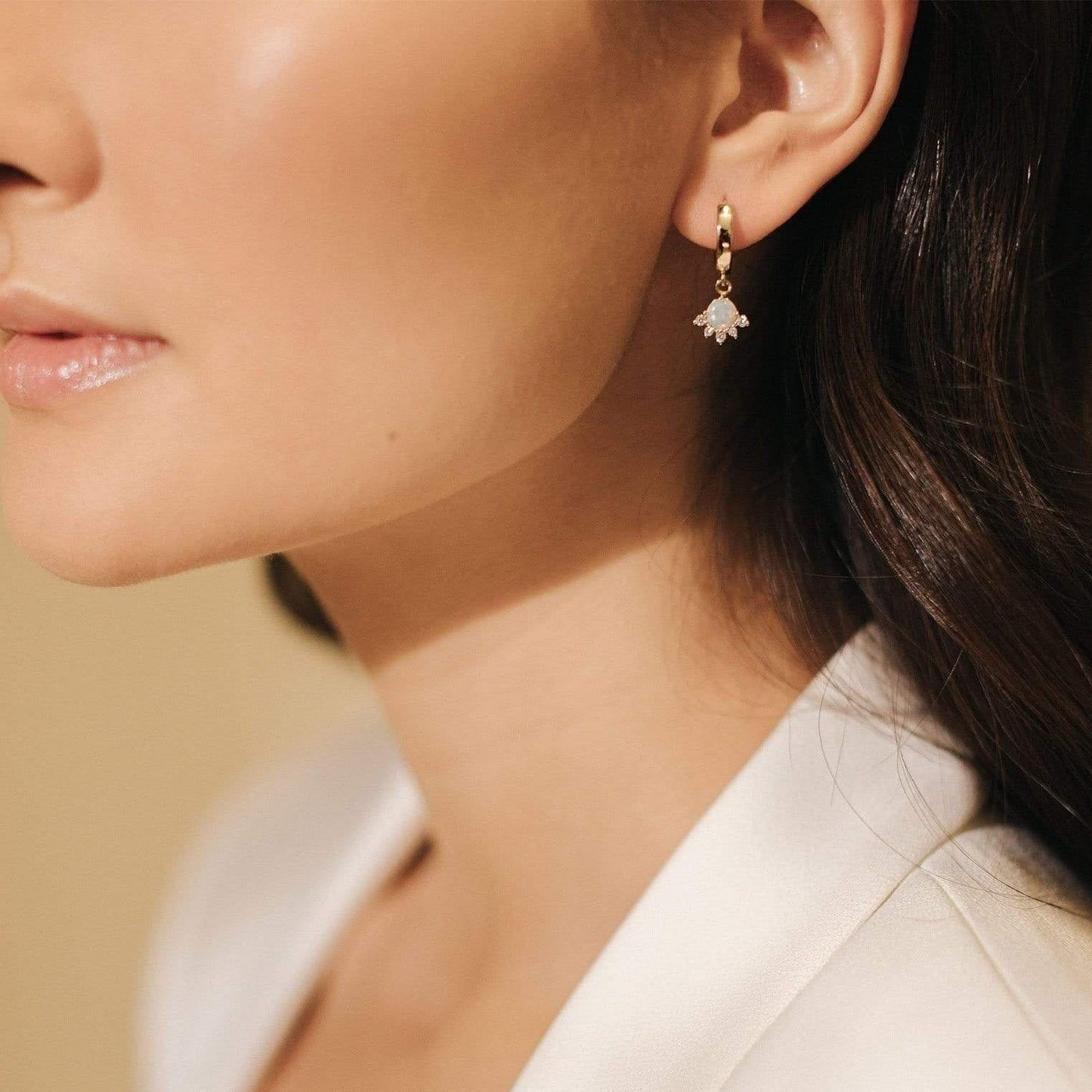 Lovers Tempo “Juno” Hoop Earrings-Gold/Opal