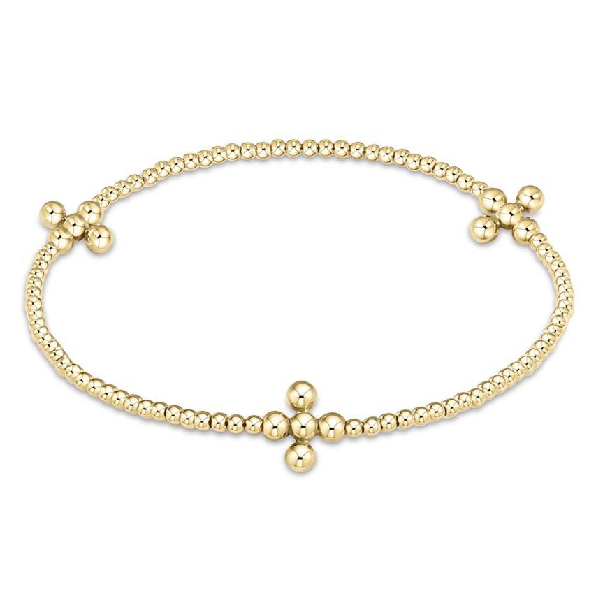 Enewton “Signature Cross” Gold Pattern 2mm Bead Bracelet-Classic Beaded “Signature Cross” Gold-3mm Bead Gold (BSCGP2CLSCG3)
