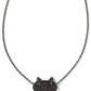Kendra Scott Elisa Cat Pendant Necklace-Gunmetal Black Drusy