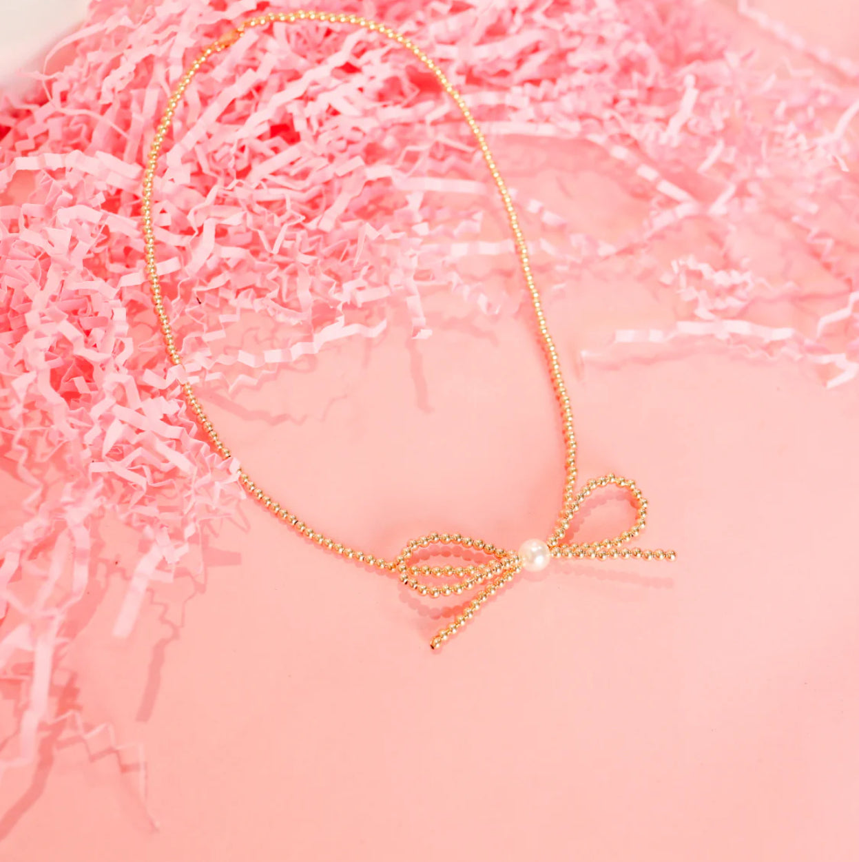 Beaded Blondes "Gold Bow" Necklace-16"