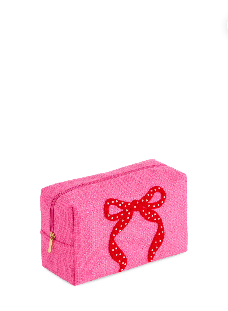 Shiraleah "Mara" Large Bow Zip Pouch-Pink