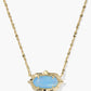 Kendra Scott Elisa Scallop Frame Short Pendant Necklace-Gold Sky Blue Iridescent Abalone