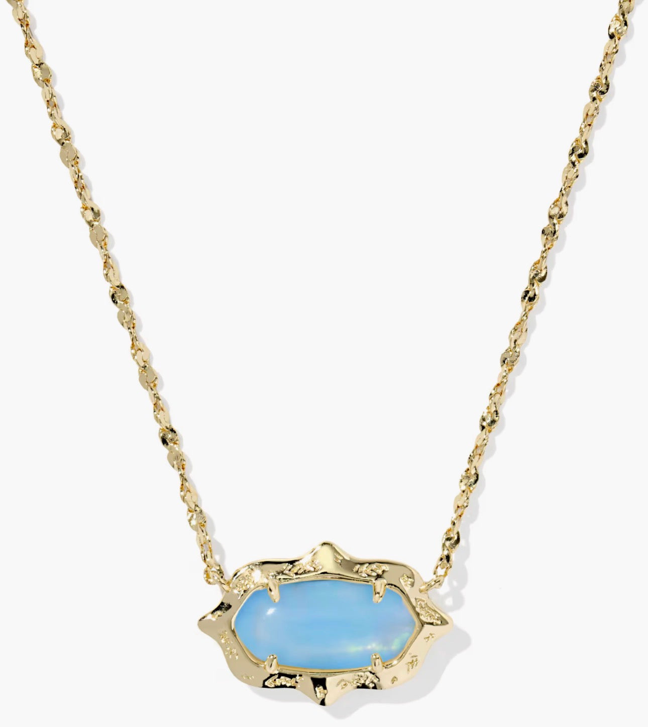 Kendra Scott Elisa Scallop Frame Short Pendant Necklace-Gold Sky Blue Iridescent Abalone