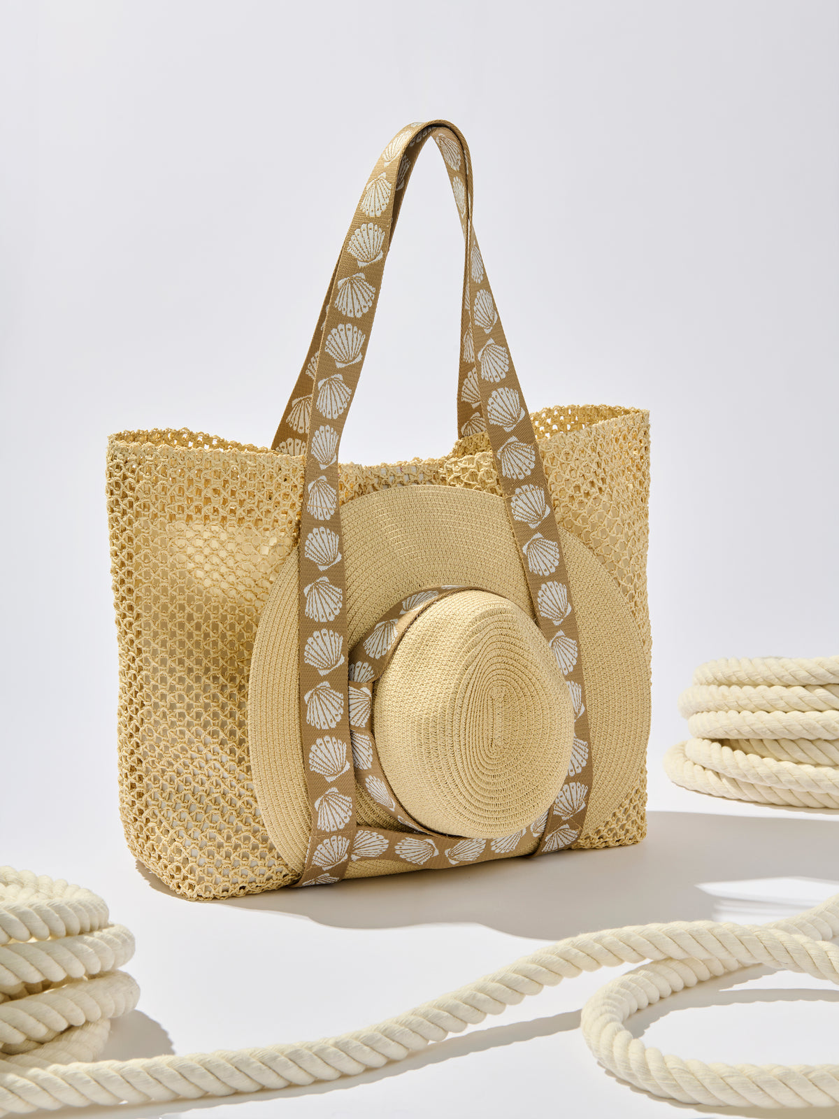 Shiraleah "Shelly" Tote & Hat Set-Tan