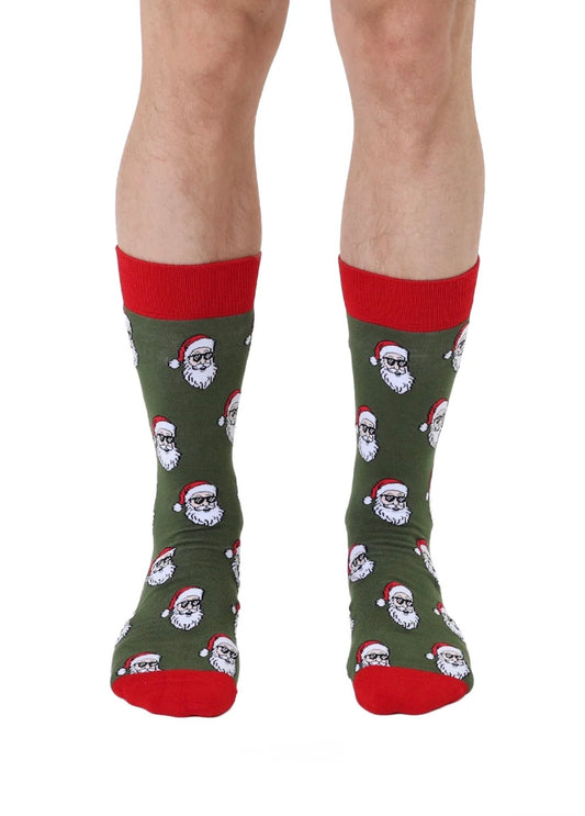 Living Royal Men's Bamboo Crew Socks-Cool Santa