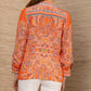 Hale Bob “Quill” L/S Button Up Silk Top-Orange